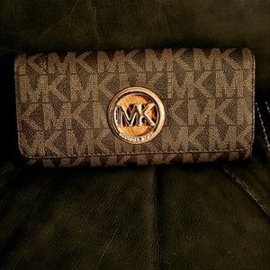 Large Saffiano Leather Quarter-Zip Wallet